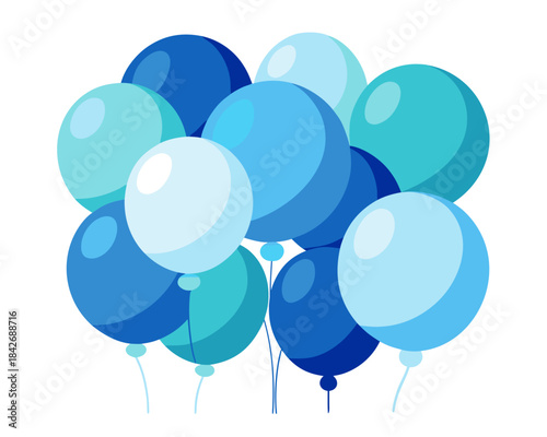 Bunch of blue and cyan balloons for celebration and party