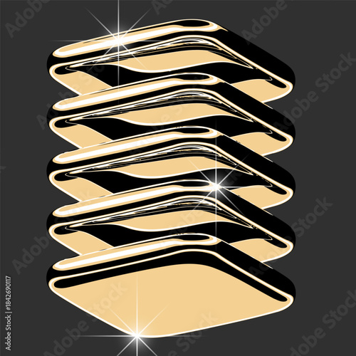 Isolated 3D element in retro-futuristic Y2K style, chrome-like, glossy gold.