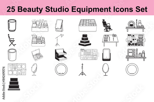 25 Beauty Studio Equipment Icons Set