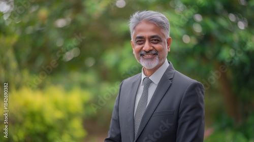 Professional Outdoor Portrait of a Indian Mature Man in Suit