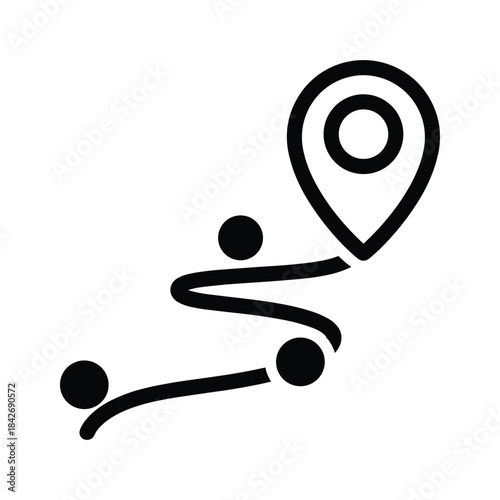 Navigation path with location pin