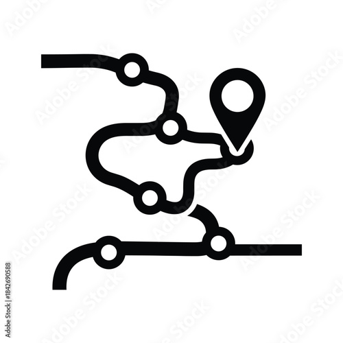 Navigation route map with location pin