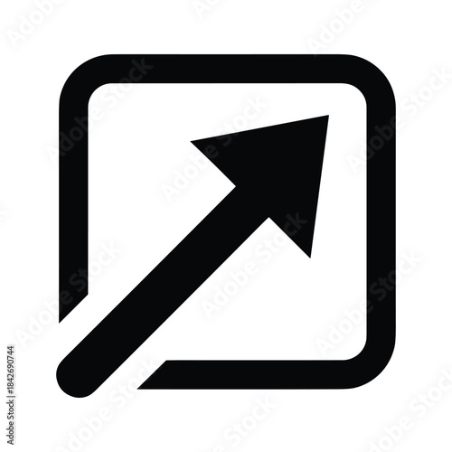Black arrow icon pointing upwards and right