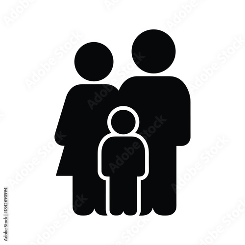 Family unit with two adults and one child