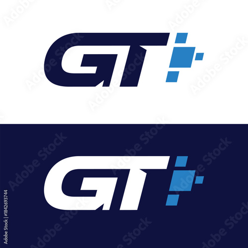 G T, T G logo type letter vector, tech illustration.