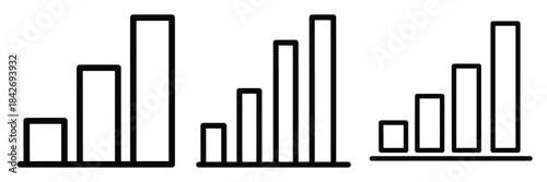 bar chart outline stroke vector icon set. black color and white background