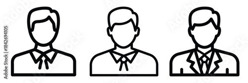 business network outline stroke vector icon set. black color and white background