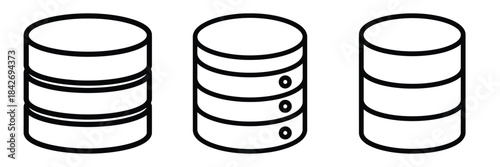 database server outline stroke vector icon set. black color and white background