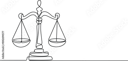 Black and white line of a balance scale with two bowls