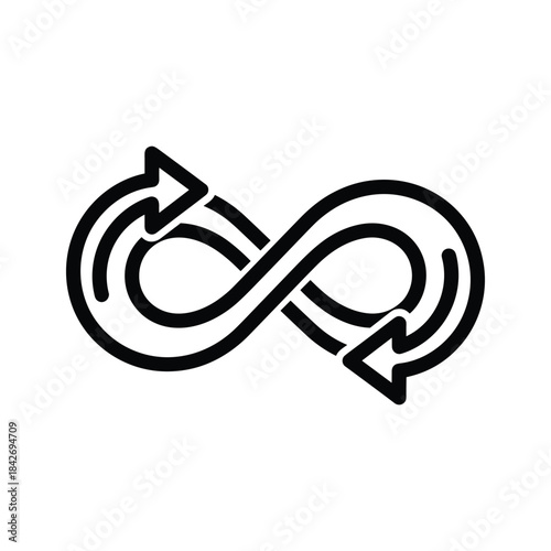 Infinity symbol with arrows indicating continuous loop