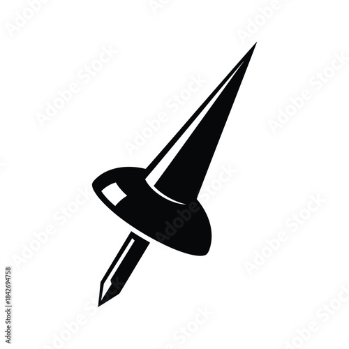 Black thumb tack icon on white background