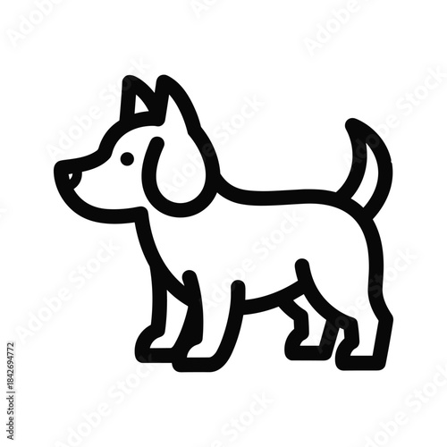 Simple black and white dog illustration