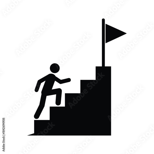 Climbing stairs to reach the flag