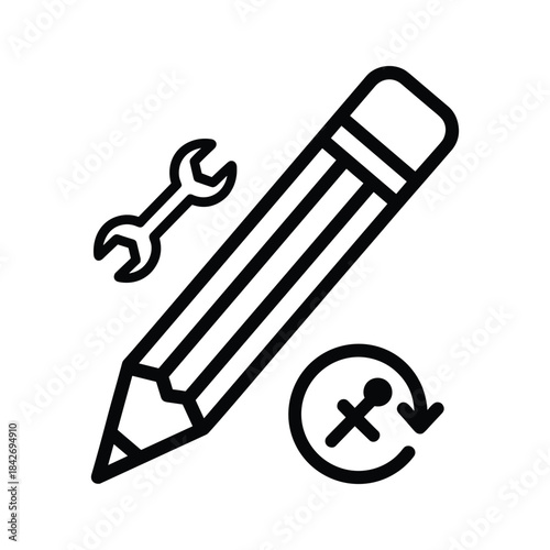 Pencil icon with wrench and settings symbol