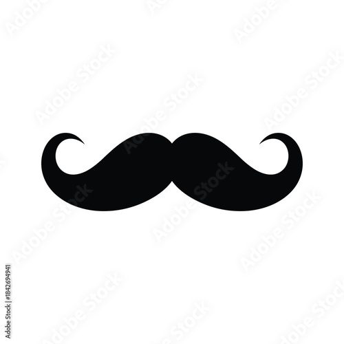 Classic black mustache icon on white background