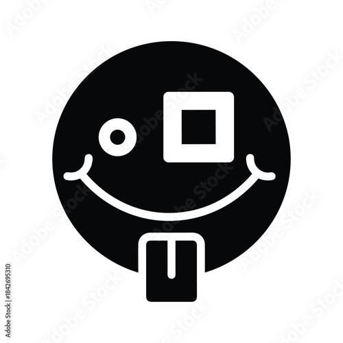Simple black and white smiley face logo design