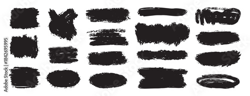 Paint brush stains set. Dirty artistic elements for text, labels. paintbrush grunge stamp collection