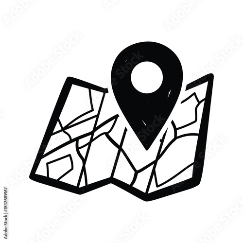 Map pin on folded map