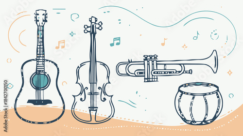 Musical Instruments Vector Silhouette Set - Classic and Modern Icons for Music Themes, Concert Promotions, and Creative Arts Designs