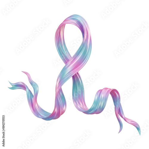 Elegant rainbow ribbon gracefully flowing with soft light and gentle curves against a dark backdrop transparent background