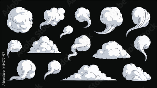 Assortment of Cartoon Smoke and Cloud Effects steam