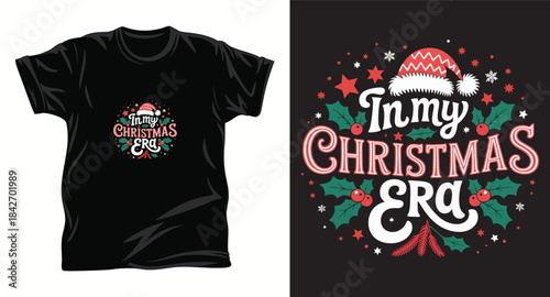 Christmas graphic vector t shirt design print.