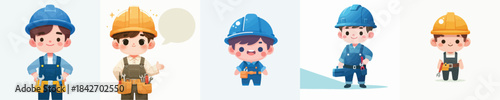 Cute and Adorable Mechanic Boy Vector Illustration