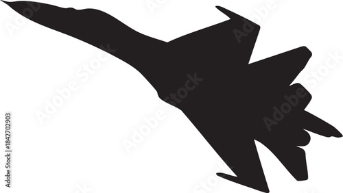 Sukhoi Su-35 Stealth Jet Black Vector Design