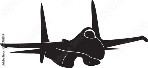 Sukhoi Su-35 Stealth Jet Black Vector Design