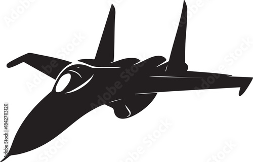 Sukhoi Su-35 Stealth Jet Black Vector Design