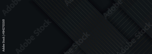 Dark abstract background with luxurious and shiny golden diagonal stripes decoration. Premium vector illustration for brochure, website, flyer, and banner. VOL. 2