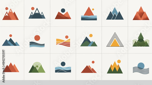 camping icons set