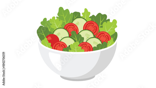 A bowl of fresh salad with cucumbers and tomatoes