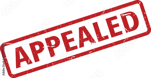 Red Appealed Rubber Stamp with Angled Rectangular Border on a White Background Isolated