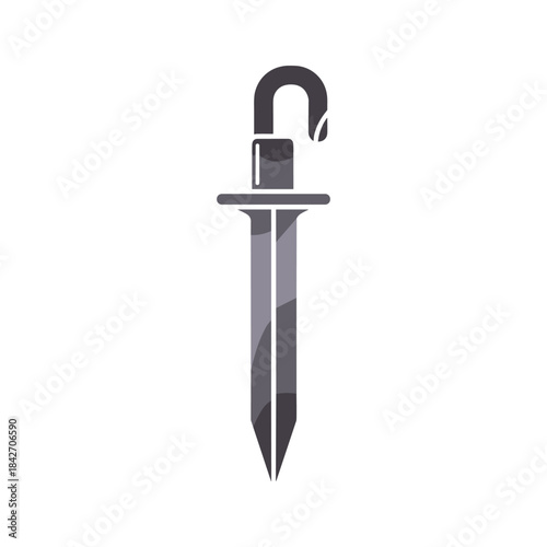 Dagger with hook on white background