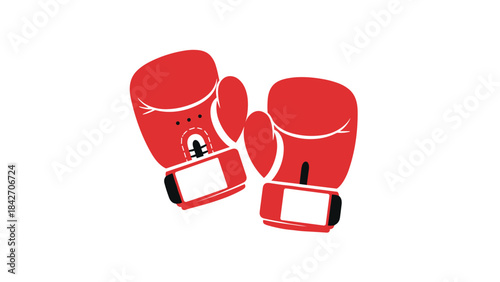 Red boxing gloves icon on white background in flat style