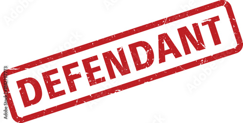 Red Distressed DEFENDANT Rubber Stamp Illustration Isolated on White Background for Legal Context