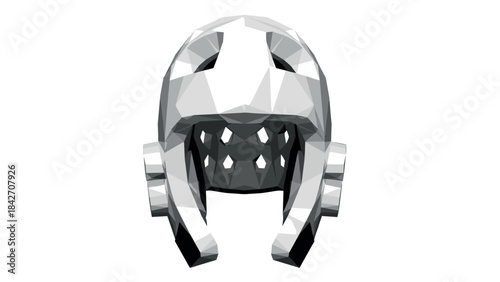 Polygonal 3d american football helmet design in monochrome