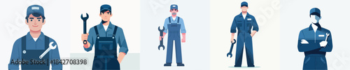 Confident Mechanic Man Vector Illustration