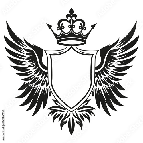 heraldic winged crest with crown