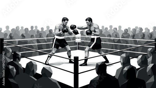Geometric boxing match: dynamic polygonal fighters in the ring