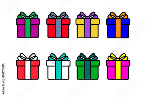 Φωτογραφία icône cadeaux de noël de toutes les couleurs