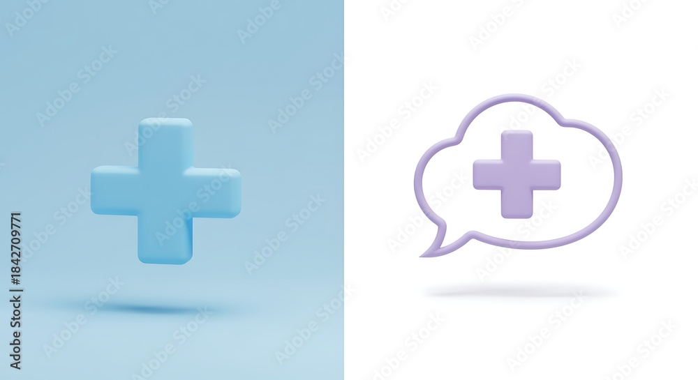 Fototapeta premium Medical Consultation Plus Sign Conceptual Illustration for Healthcare and Support