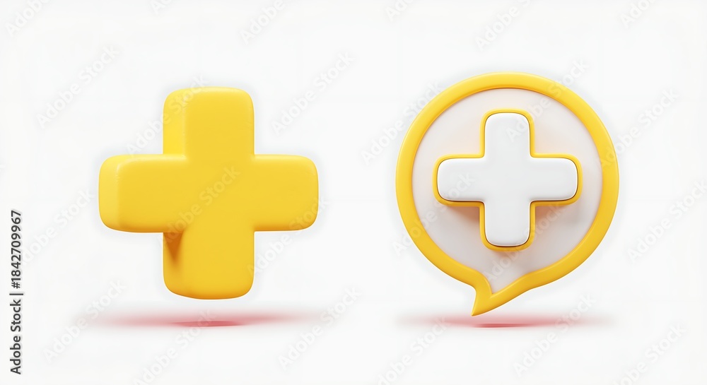 Fototapeta premium Medical Plus Symbols in Yellow and White for Healthcare Solutions