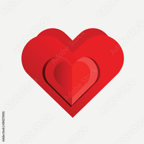 Red 3d paper heart icon.