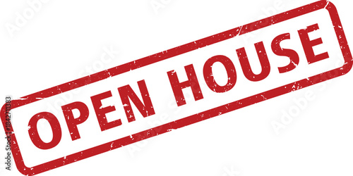 Red Grunge Style Open House Stamp Isolated on White Background for Real Estate Marketing