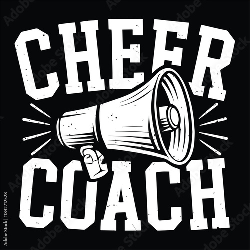 Cheer Coach Megaphone Icon On Black Background