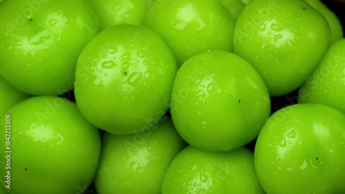 Close-up of Fresh Green Grapes with Water Droplets