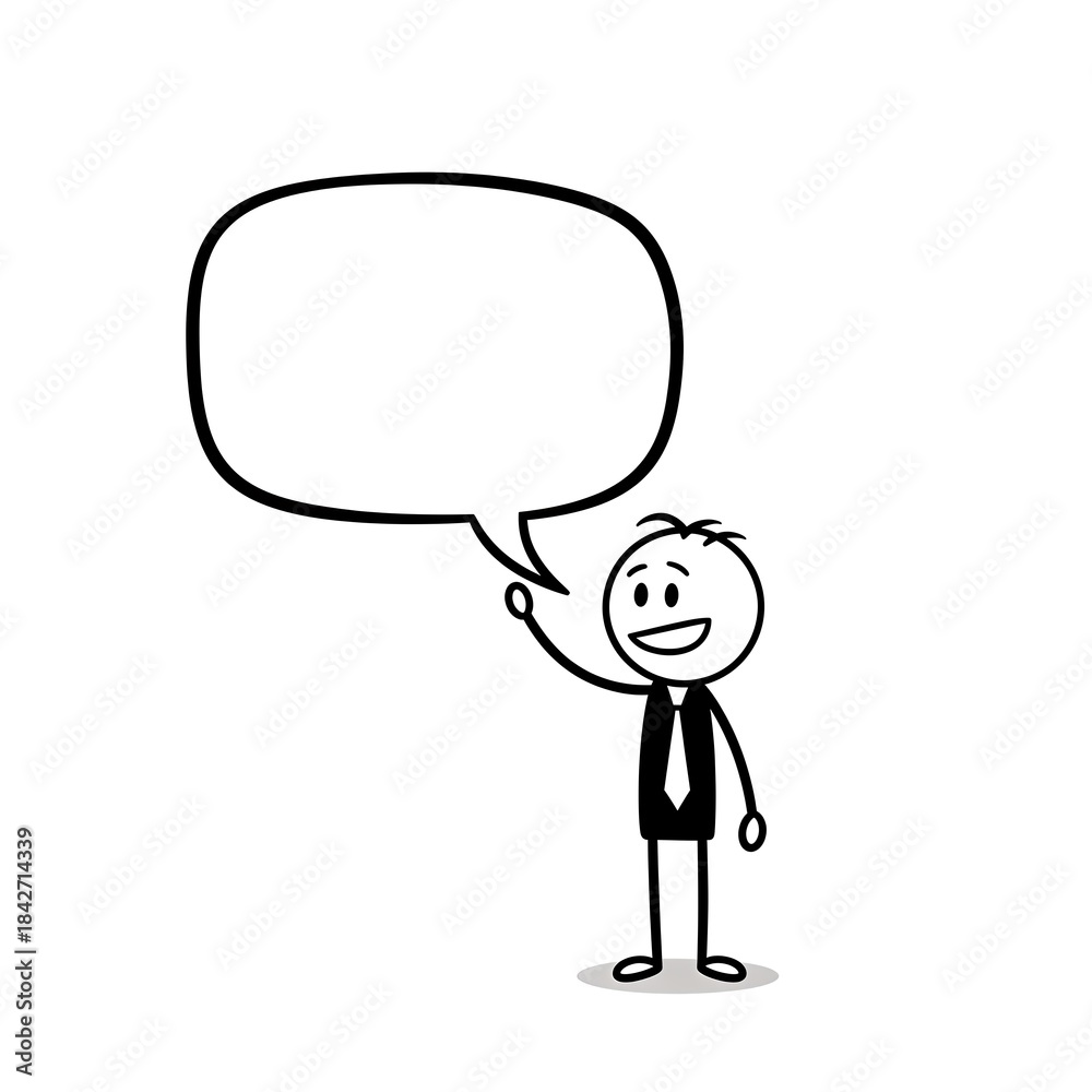 Fototapeta premium Stick Figure with Speech Bubble - Expressing Ideas and Communication.