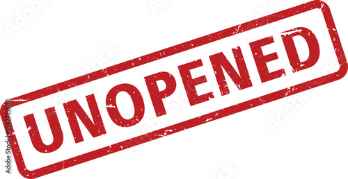 Red Unopened Rubber Stamp Impression on White Background, Angled for Emphasis and Appeal